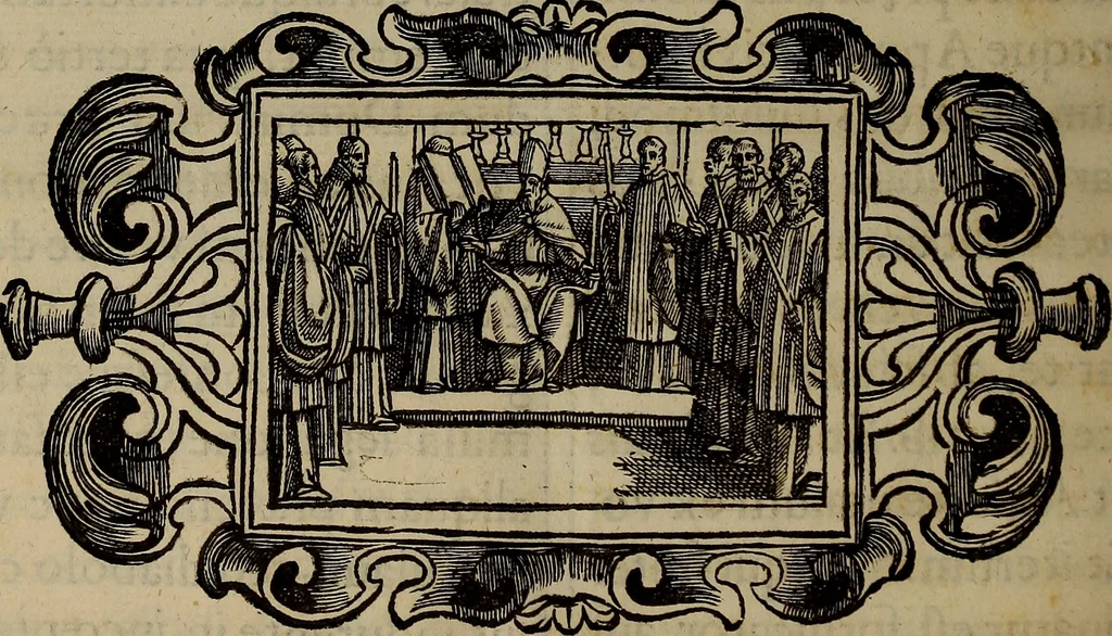 An illustration from Pontificale romanvm Clementis VIII primum : posteà uerò Vrbani VIII ; auctoritate recognitum ; cum figuris, 1683, leaf 611