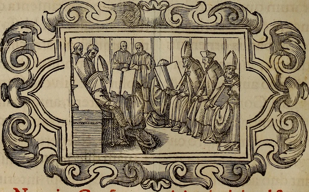 An illustration from Pontificale romanvm Clementis VIII primum : posteà uerò Vrbani VIII ; auctoritate recognitum ; cum figuris, 1683, leaf 85