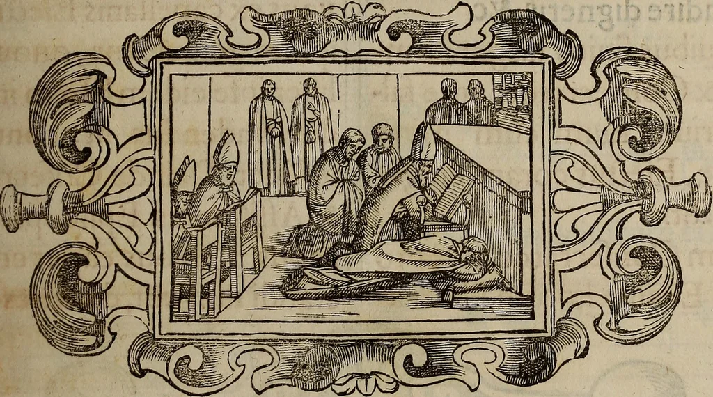 An illustration from Pontificale romanvm Clementis VIII primum : posteà uerò Vrbani VIII ; auctoritate recognitum ; cum figuris, 1683, leaf 94