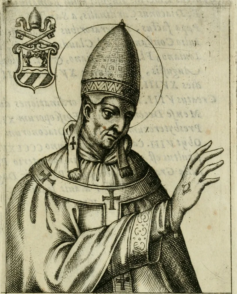 An illustration from Pontificvm Romanorvm effigies, 1580, leaf 100