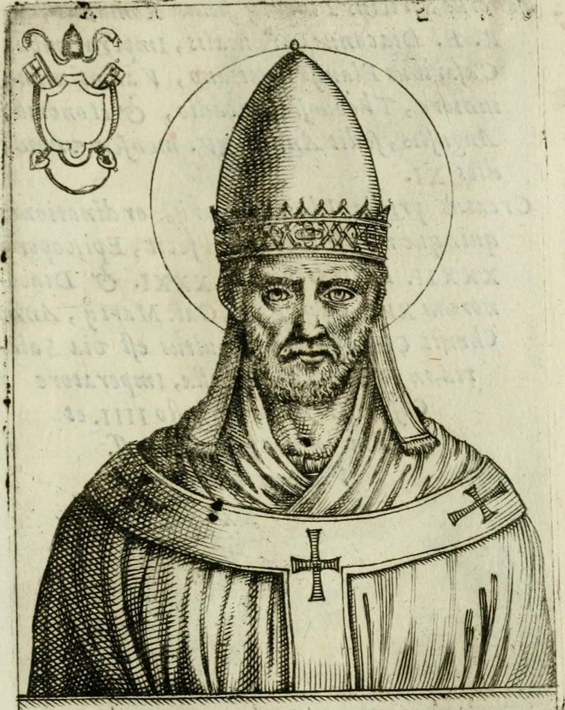 An illustration from Pontificvm Romanorvm effigies, 1580, leaf 104