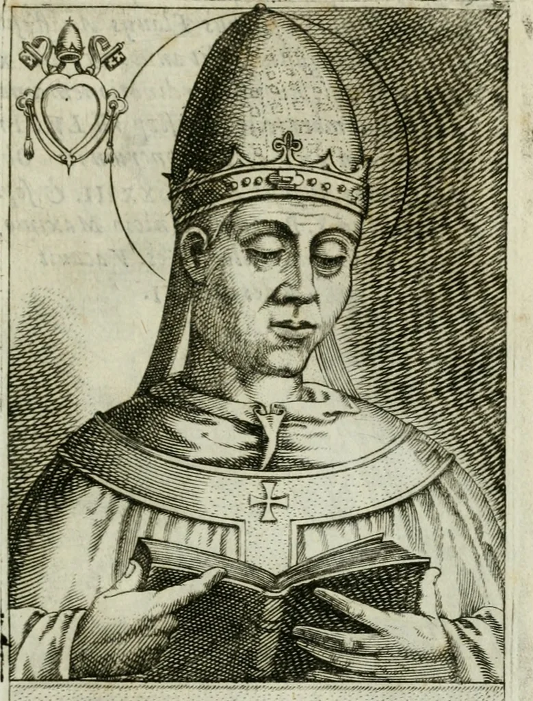 An illustration from Pontificvm Romanorvm effigies, 1580, leaf 132