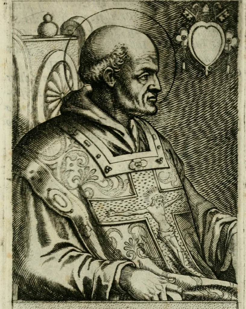 An illustration from Pontificvm Romanorvm effigies, 1580, leaf 136