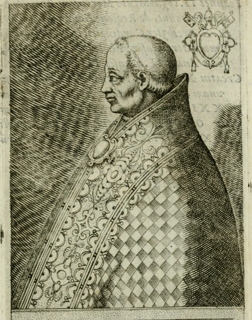 An illustration from Pontificvm Romanorvm effigies, 1580, leaf 140