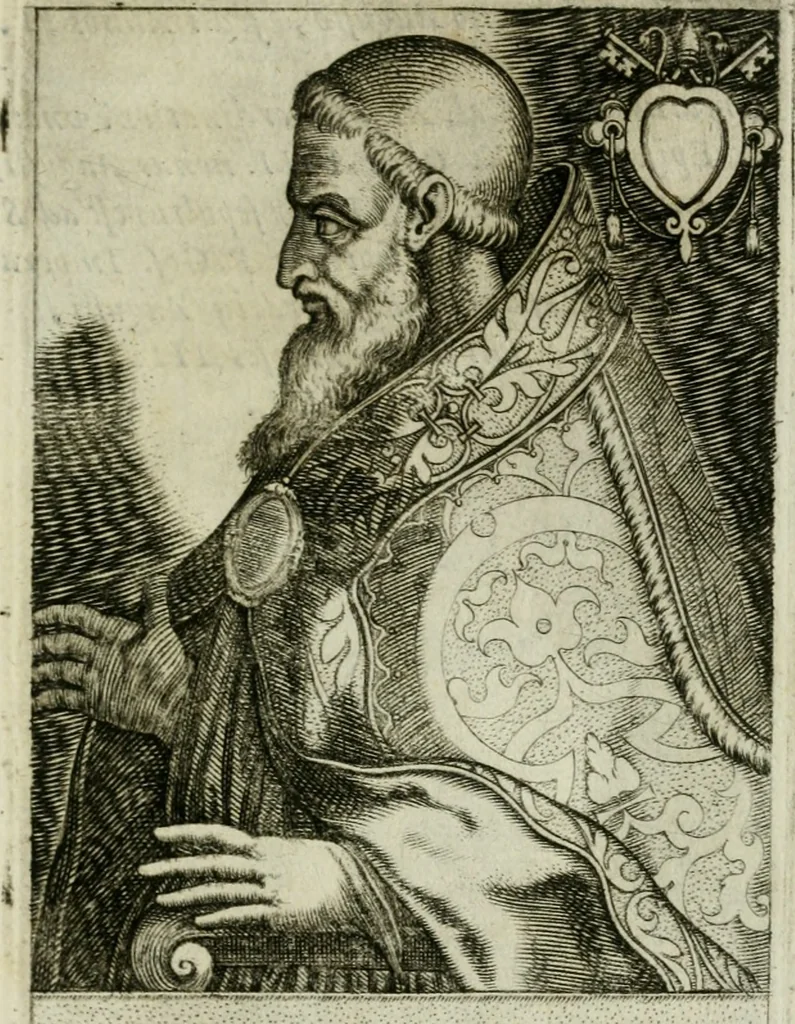 An illustration from Pontificvm Romanorvm effigies, 1580, leaf 170