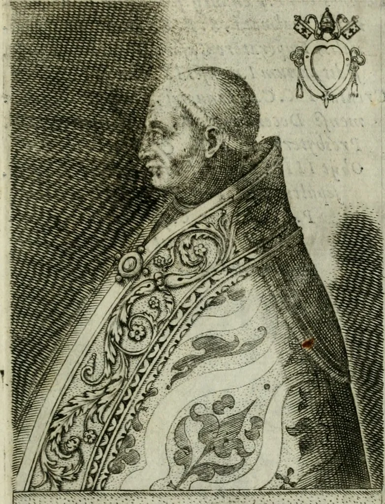 An illustration from Pontificvm Romanorvm effigies, 1580, leaf 172