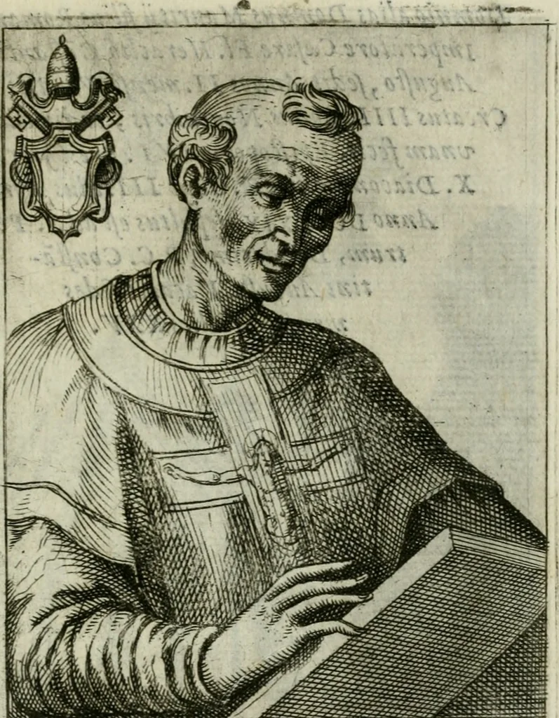An illustration from Pontificvm Romanorvm effigies, 1580, leaf 184