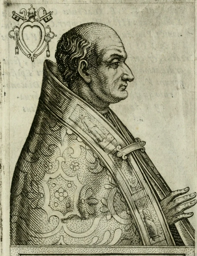 An illustration from Pontificvm Romanorvm effigies, 1580, leaf 224