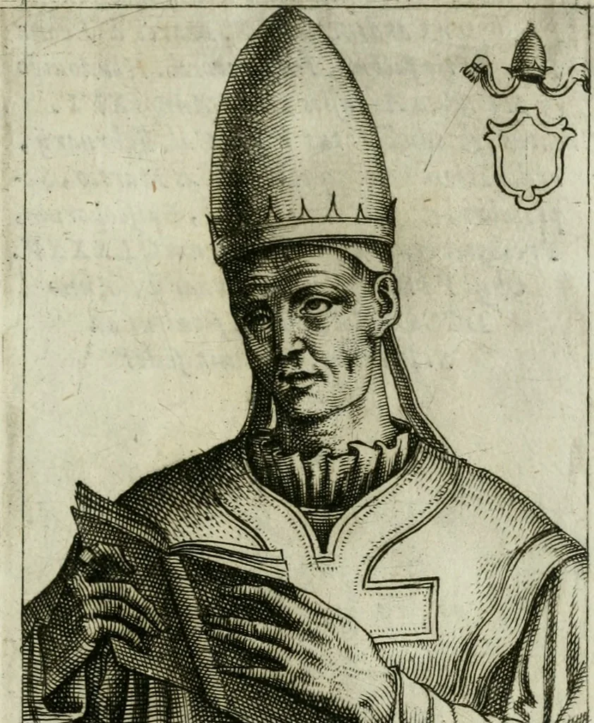 An illustration from Pontificvm Romanorvm effigies, 1580, leaf 232