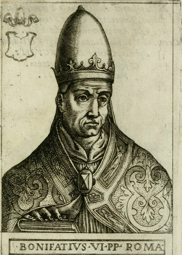 An illustration from Pontificvm Romanorvm effigies, 1580, leaf 256