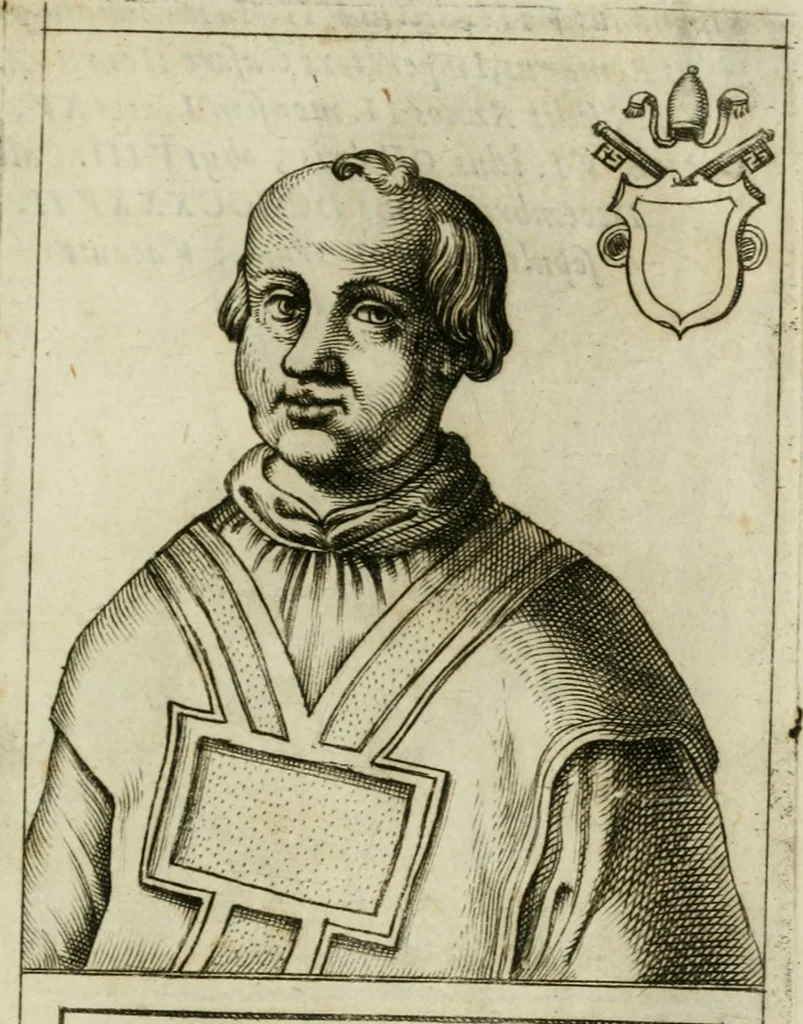 An illustration from Pontificvm Romanorvm effigies, 1580, leaf 282