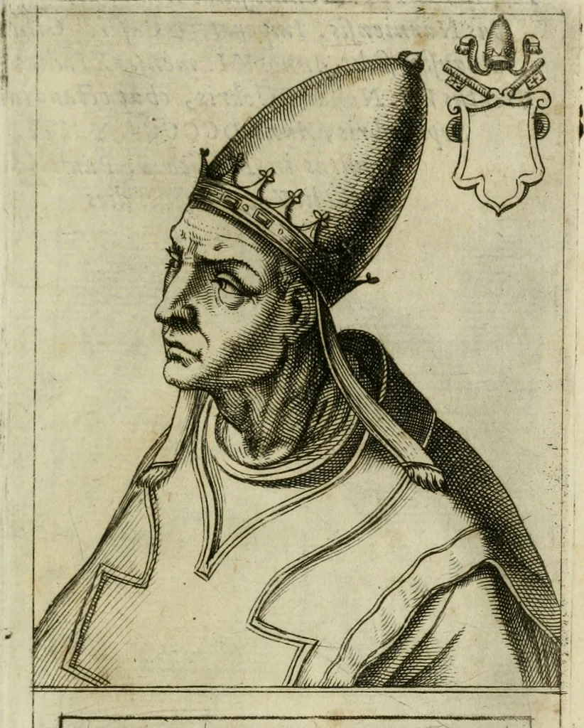 An illustration from Pontificvm Romanorvm effigies, 1580, leaf 296