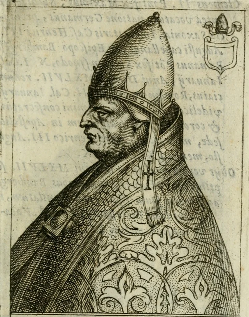 An illustration from Pontificvm Romanorvm effigies, 1580, leaf 330