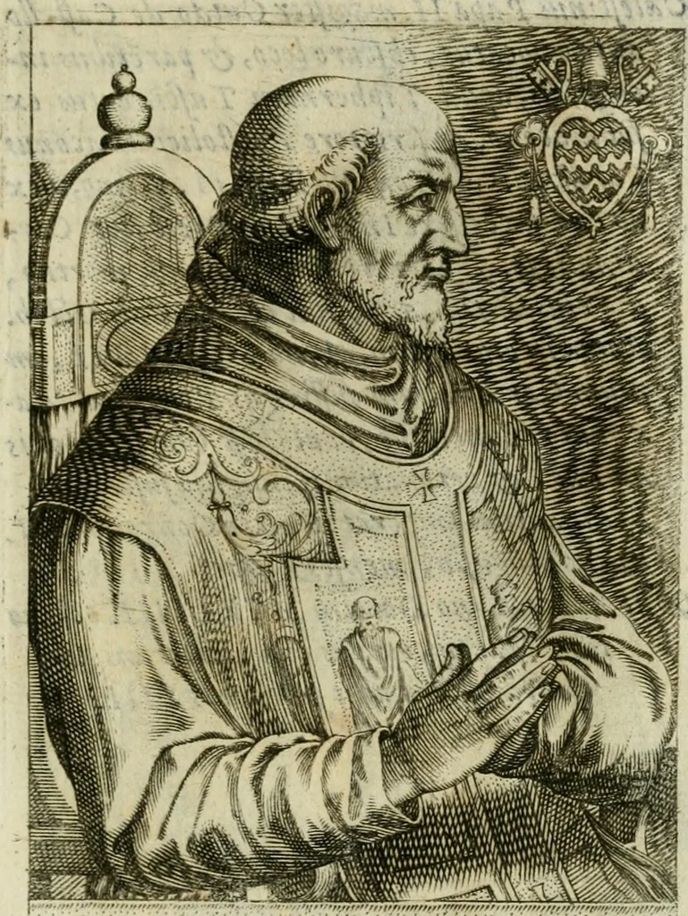 An illustration from Pontificvm Romanorvm effigies, 1580, leaf 360