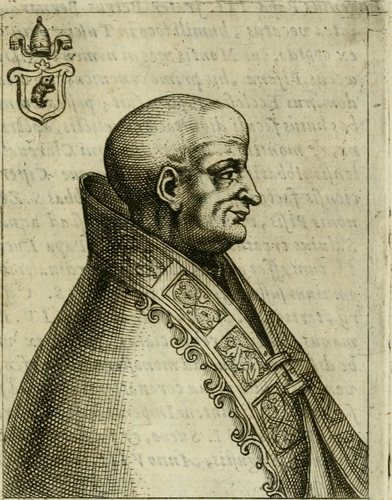 An illustration from Pontificvm Romanorvm effigies, 1580, leaf 364