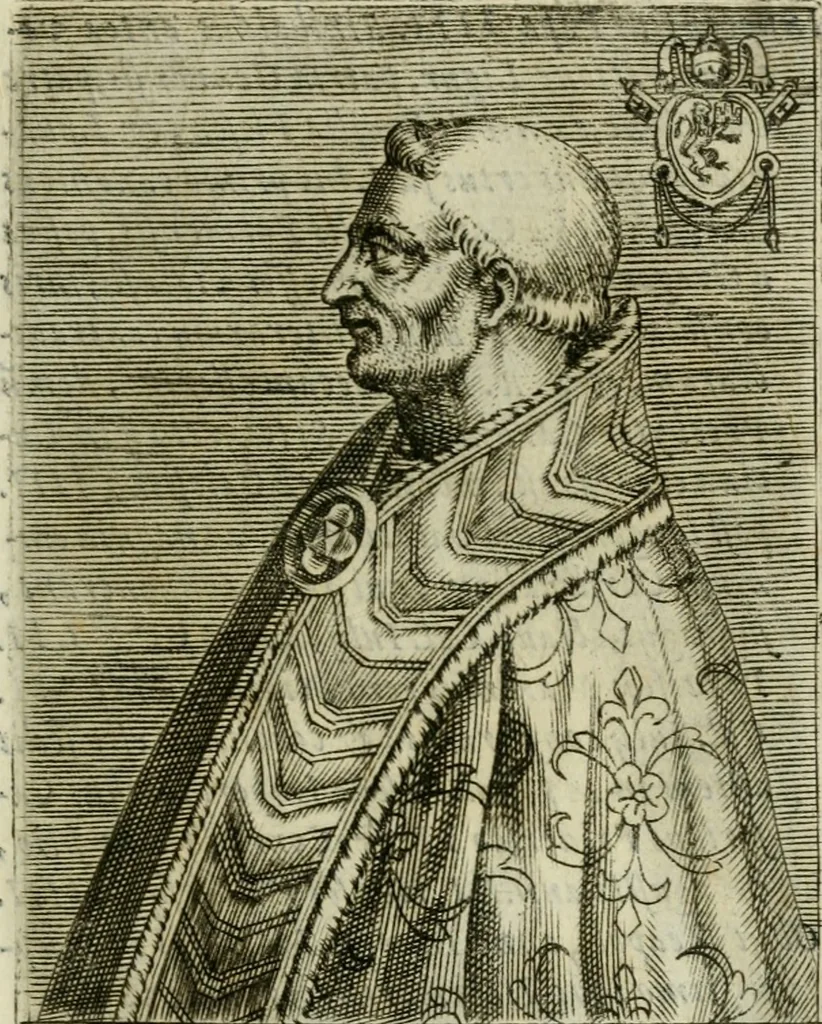 An illustration from Pontificvm Romanorvm effigies, 1580, leaf 390