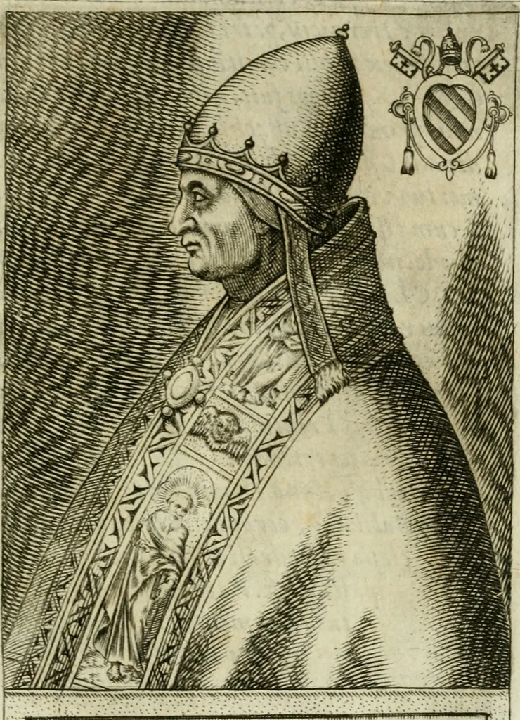 An illustration from Pontificvm Romanorvm effigies, 1580, leaf 392