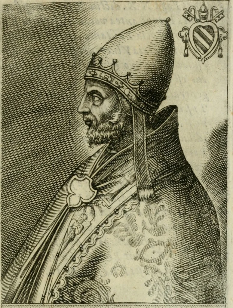 An illustration from Pontificvm Romanorvm effigies, 1580, leaf 404