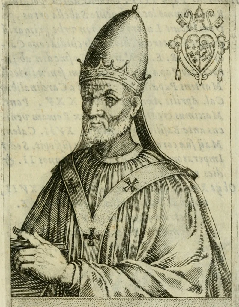 An illustration from Pontificvm Romanorvm effigies, 1580, leaf 410