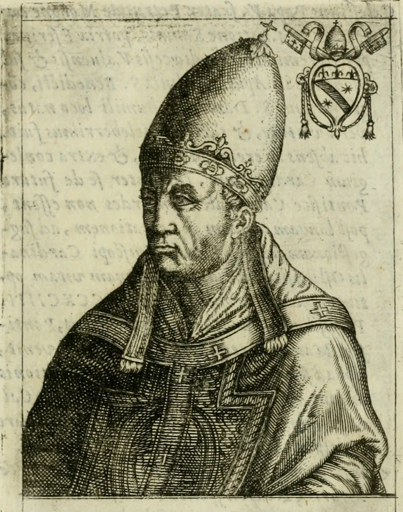 An illustration from Pontificvm Romanorvm effigies, 1580, leaf 414