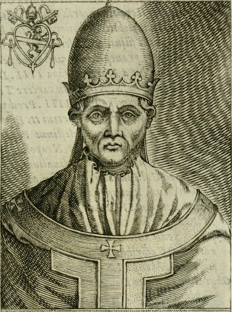 An illustration from Pontificvm Romanorvm effigies, 1580, leaf 416