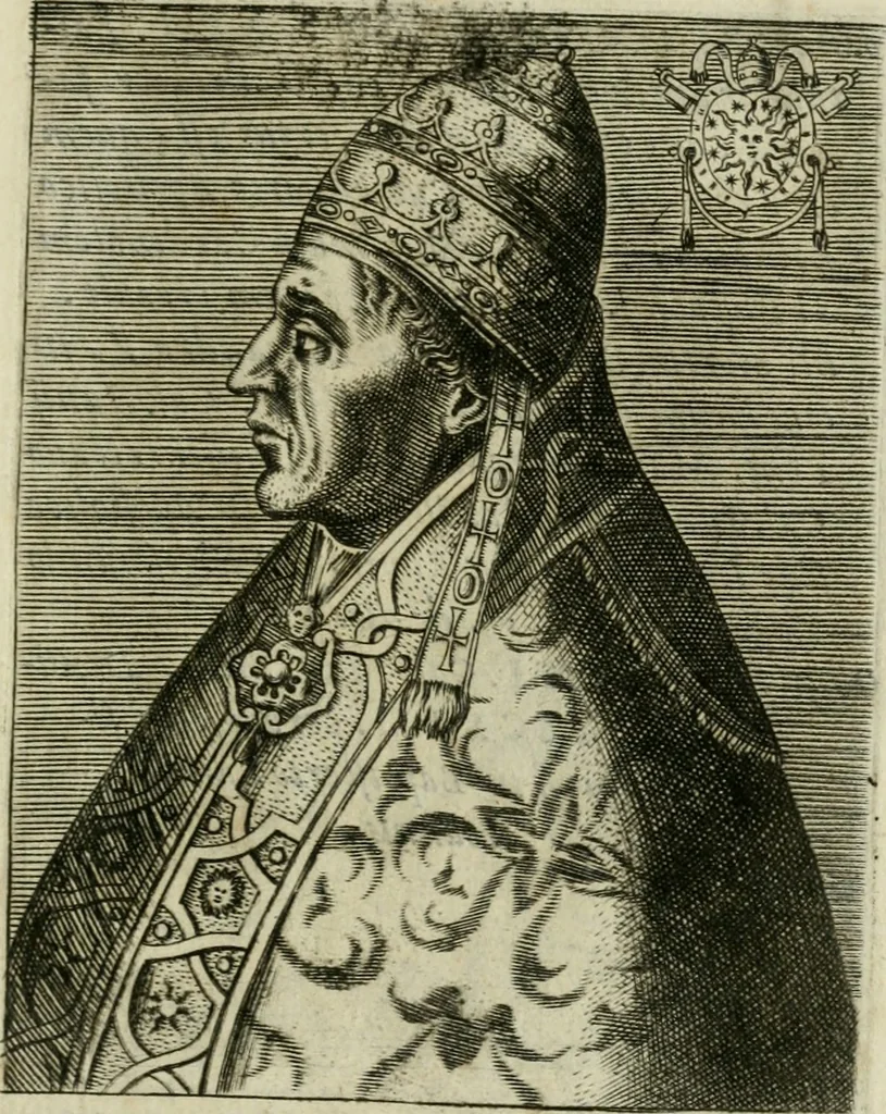 An illustration from Pontificvm Romanorvm effigies, 1580, leaf 444