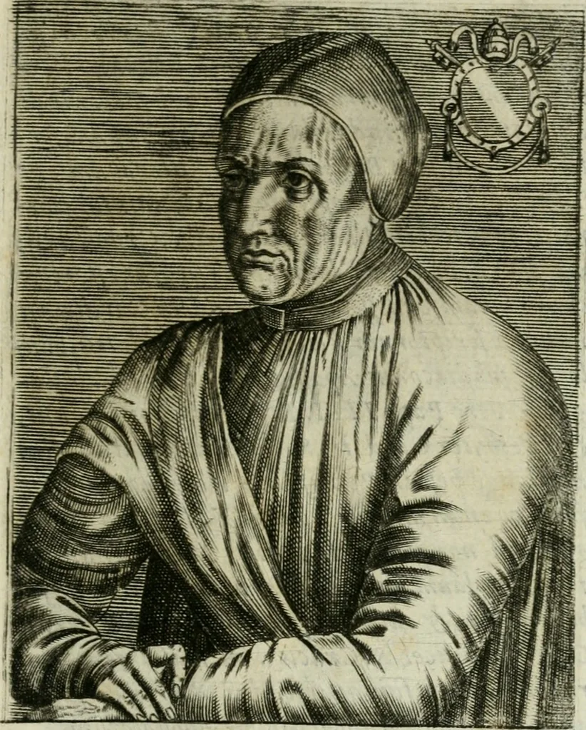 An illustration from Pontificvm Romanorvm effigies, 1580, leaf 450
