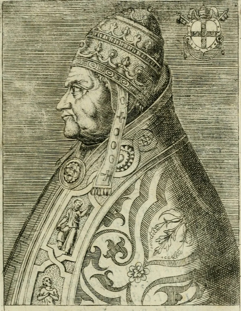 An illustration from Pontificvm Romanorvm effigies, 1580, leaf 456