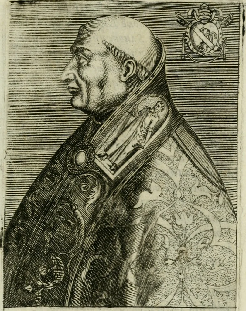 An illustration from Pontificvm Romanorvm effigies, 1580, leaf 458