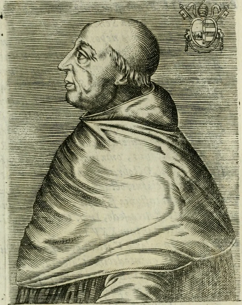 An illustration from Pontificvm Romanorvm effigies, 1580, leaf 464