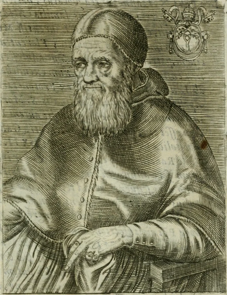 An illustration from Pontificvm Romanorvm effigies, 1580, leaf 468