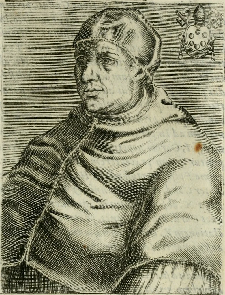 An illustration from Pontificvm Romanorvm effigies, 1580, leaf 470