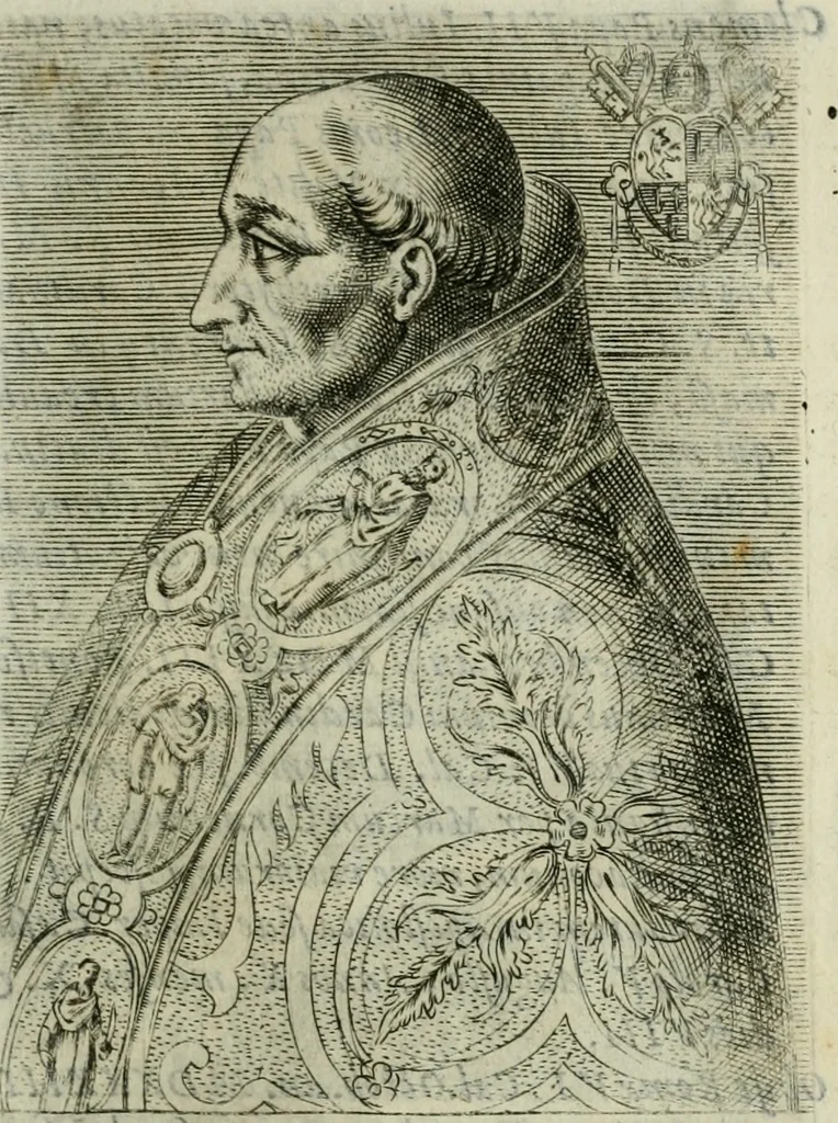 An illustration from Pontificvm Romanorvm effigies, 1580, leaf 472