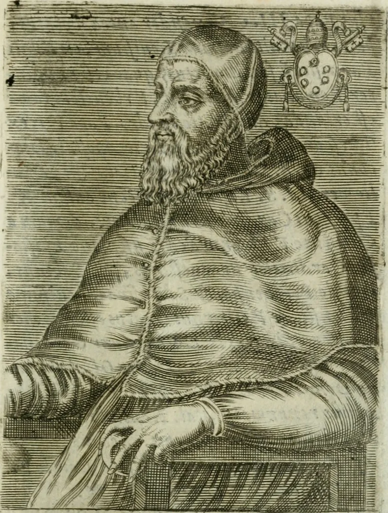 An illustration from Pontificvm Romanorvm effigies, 1580, leaf 474