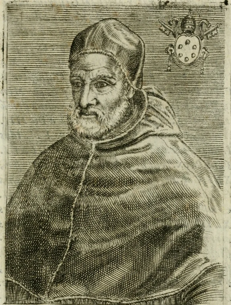An illustration from Pontificvm Romanorvm effigies, 1580, leaf 484