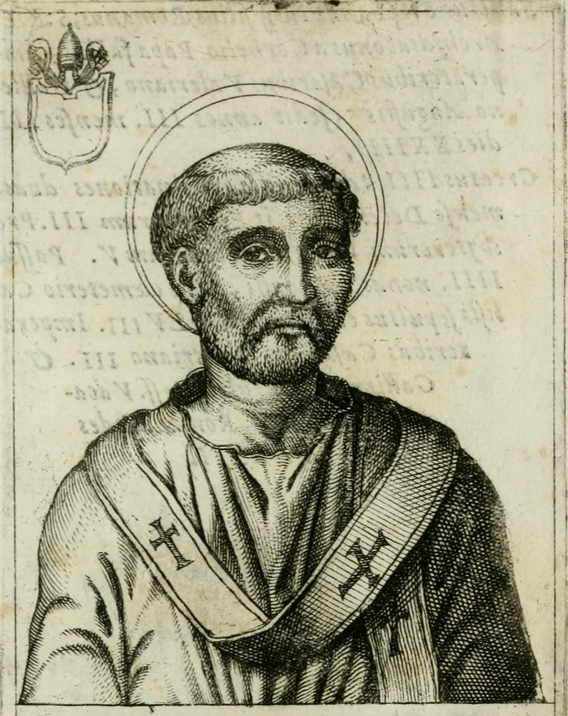 An illustration from Pontificvm Romanorvm effigies, 1580, leaf 74