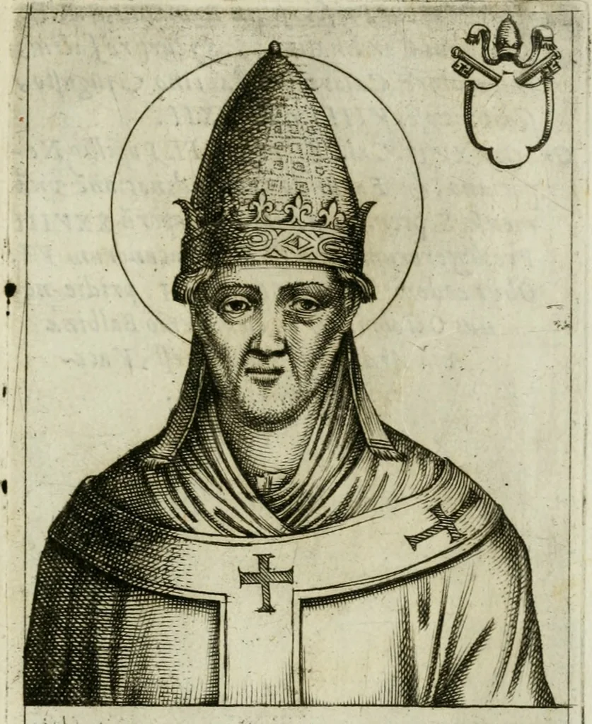 An illustration from Pontificvm Romanorvm effigies, 1580, leaf 96