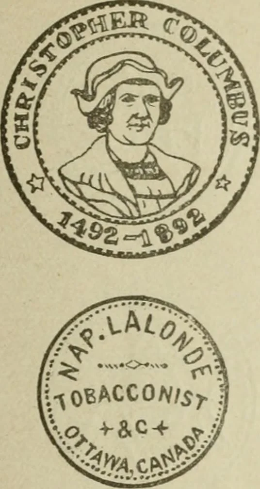 An illustration from Popular illustrated guide to Canadian coins, medals, &. &. = Guide populaire illustré des monnaies et médailles canadiennes, etc., etc. / by P.N. Breton, 1912, leaf 146