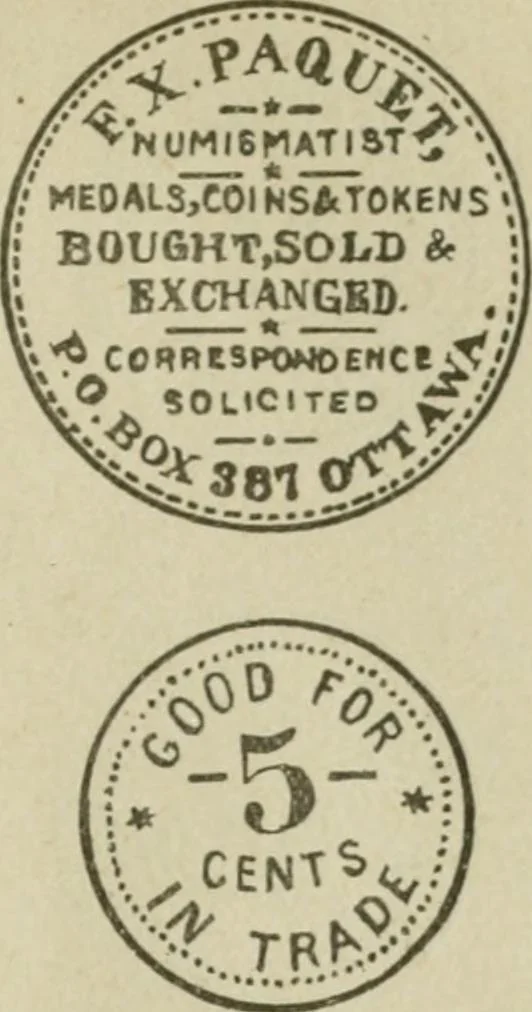 An illustration from Popular illustrated guide to Canadian coins, medals, &. &. = Guide populaire illustré des monnaies et médailles canadiennes, etc., etc. / by P.N. Breton, 1912, leaf 146