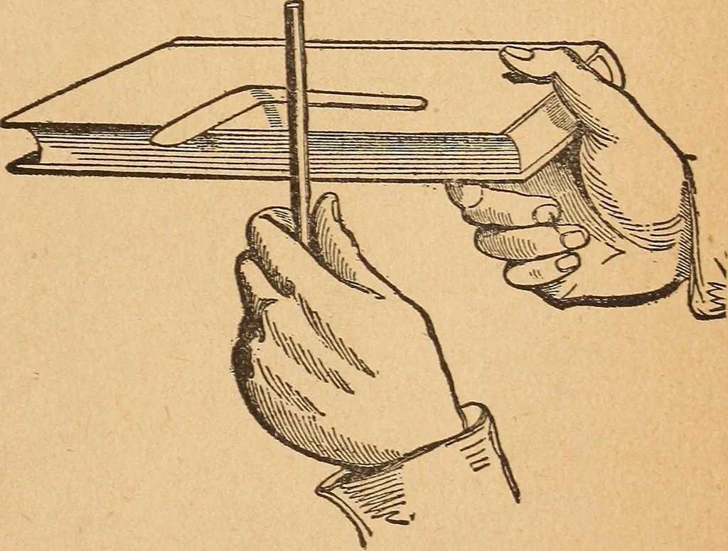An illustration from Popular pastimes for amusement and instruction : being a standard work on games, plays, magic, and natural phenomena suitable for all occasions : containing parlor games, charming tableaux, tricks of magic, charades and conundrums, curious puzzles, phrenology and mind reading, palmistry or how to read the hand, humorous and pathetic recitations, dialogues, etc., etc. : including the delightful art of entertaining, the whole forming a charming treasury of pastimes for the home, public schools and academies, lodges, social gatherings, Sunday schools, etc., etc., 1901, leaf 144