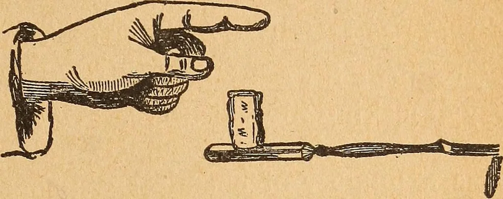 An illustration from Popular pastimes for amusement and instruction : being a standard work on games, plays, magic, and natural phenomena suitable for all occasions : containing parlor games, charming tableaux, tricks of magic, charades and conundrums, curious puzzles, phrenology and mind reading, palmistry or how to read the hand, humorous and pathetic recitations, dialogues, etc., etc. : including the delightful art of entertaining, the whole forming a charming treasury of pastimes for the home, public schools and academies, lodges, social gatherings, Sunday schools, etc., etc., 1901, leaf 146