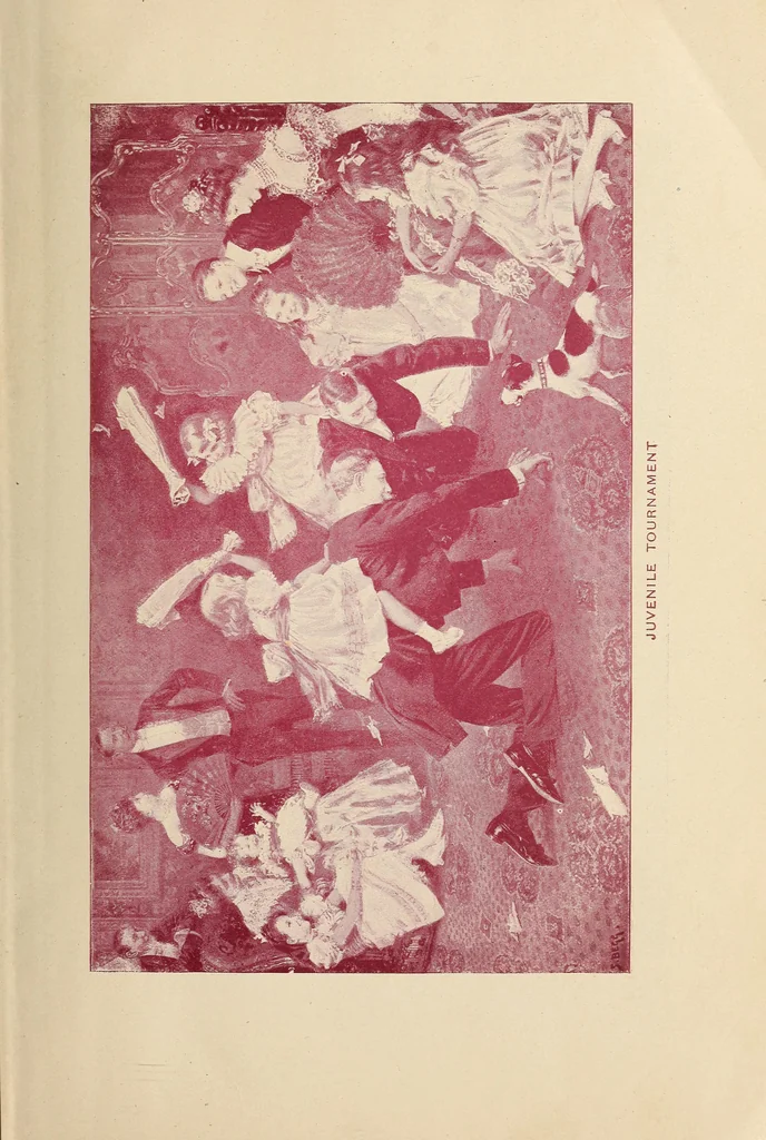 An illustration from Popular pastimes for amusement and instruction : being a standard work on games, plays, magic, and natural phenomena suitable for all occasions : containing parlor games, charming tableaux, tricks of magic, charades and conundrums, curious puzzles, phrenology and mind reading, palmistry or how to read the hand, humorous and pathetic recitations, dialogues, etc., etc. : including the delightful art of entertaining, the whole forming a charming treasury of pastimes for the home, public schools and academies, lodges, social gatherings, Sunday schools, etc., etc., 1901, leaf 4