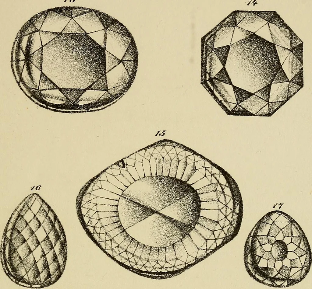 An illustration from A popular treatise on gems, in reference to their scientific value; a guide for the teacher of natural sciences, the jeweller, and amateur: together with a description of the elements of mineralogy, and all ornamental and architectural materials .., 1859, leaf 468