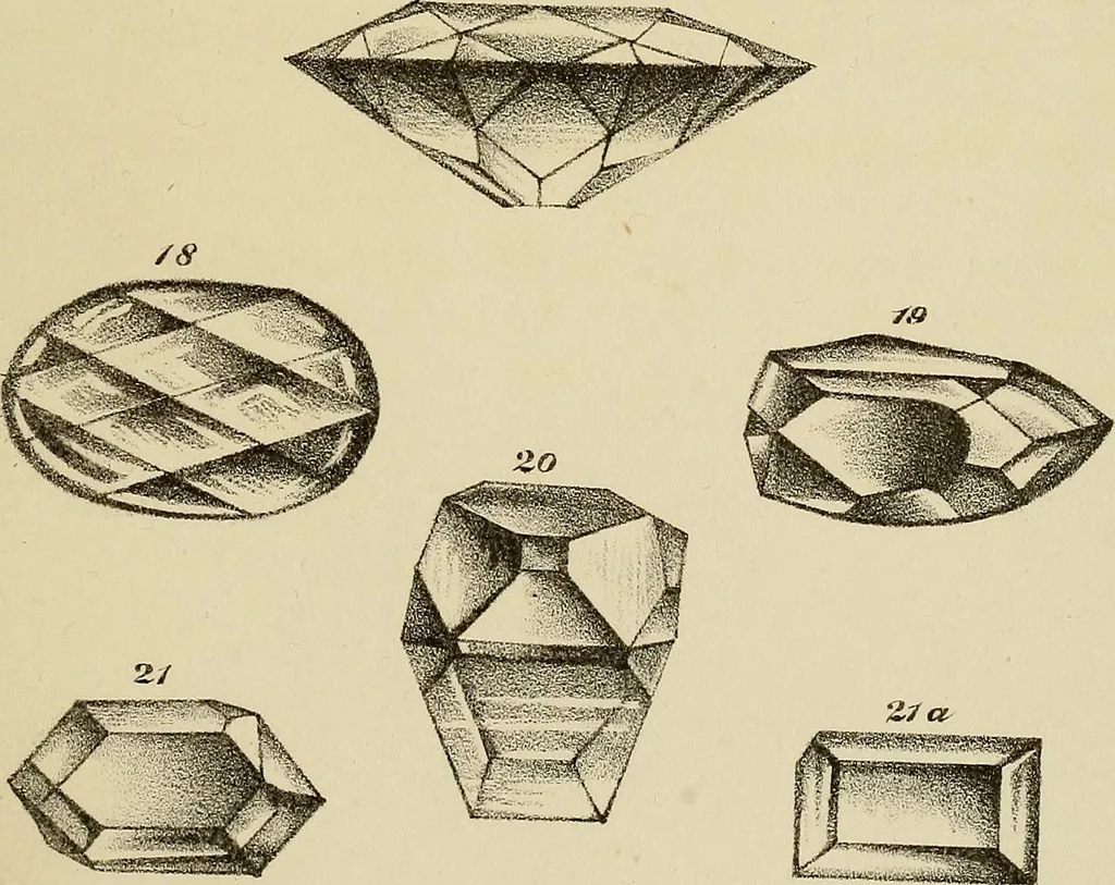 An illustration from A popular treatise on gems, in reference to their scientific value; a guide for the teacher of natural sciences, the jeweller, and amateur: together with a description of the elements of mineralogy, and all ornamental and architectural materials .., 1859, leaf 468