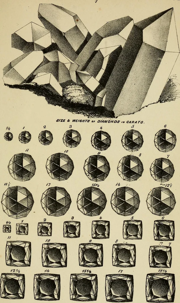 An illustration from A popular treatise on gems, in reference to their scientific value; a guide for the teacher of natural sciences, the jeweller, and amateur: together with a description of the elements of mineralogy, and all ornamental and architectural materials .., 1859, leaf 474