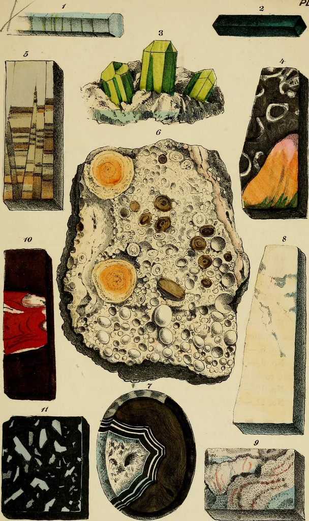 An illustration from A popular treatise on gems, in reference to their scientific value; a guide for the teacher of natural sciences, the jeweller, and amateur: together with a description of the elements of mineralogy, and all ornamental and architectural materials .., 1859, leaf 486