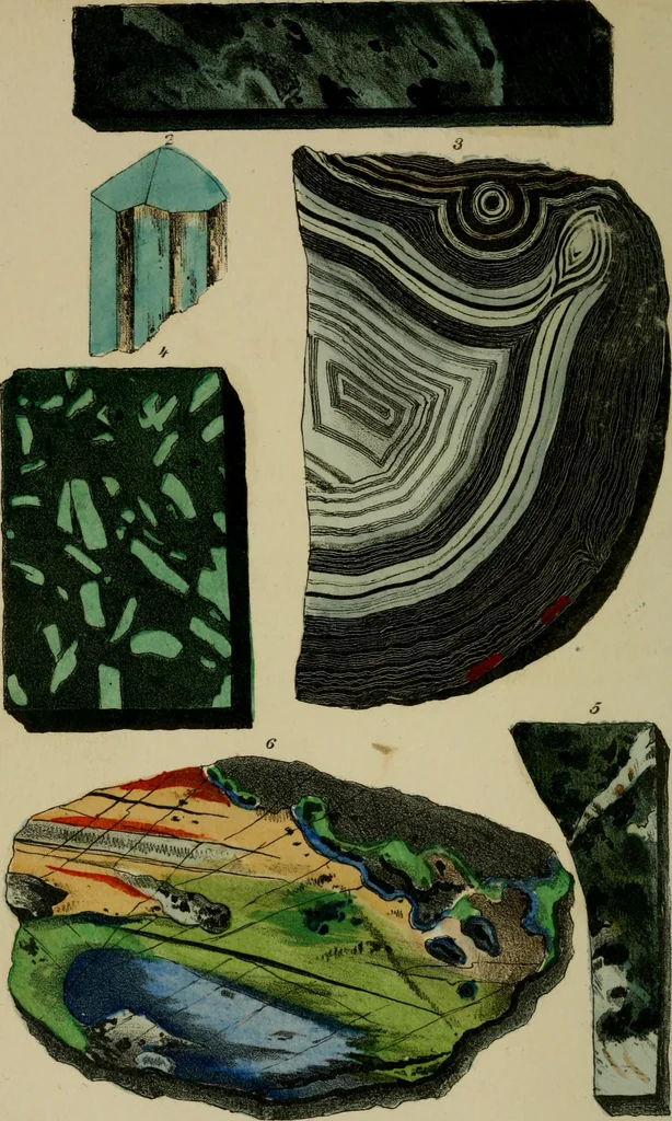 An illustration from A popular treatise on gems, in reference to their scientific value; a guide for the teacher of natural sciences, the jeweller, and amateur: together with a description of the elements of mineralogy, and all ornamental and architectural materials .., 1859, leaf 495