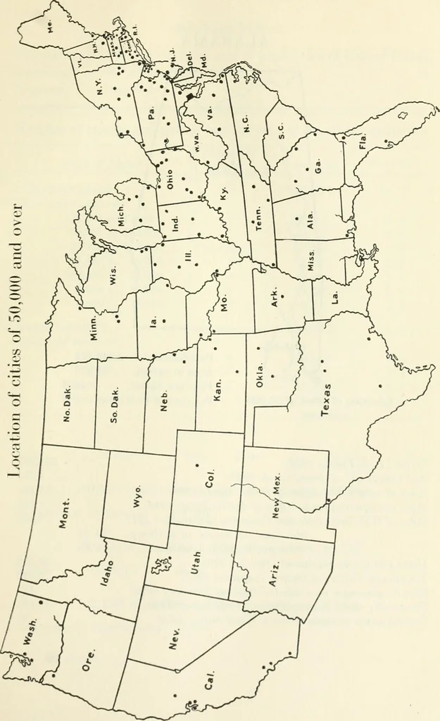 An illustration from Population and its distribution, 1921, leaf 36