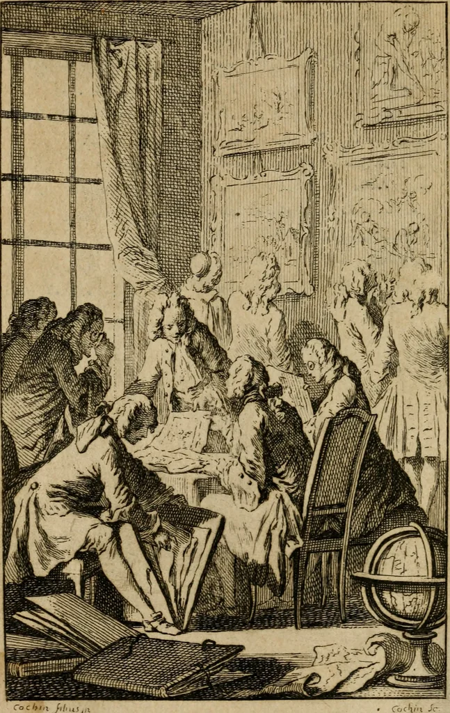 An illustration from Catalogue raisonné des bijoux, porcelaines, bronzes, lacqs, lustres de cristal de roche et de porcelaine : pendules de goût & autres meubles curieux ou composés : tableaux, desseins, estampes, coquilles & autres effets de curtiosité, provenans de la succession de M. Angran, vicomte de Fonspertuis, 1747, leaf 7