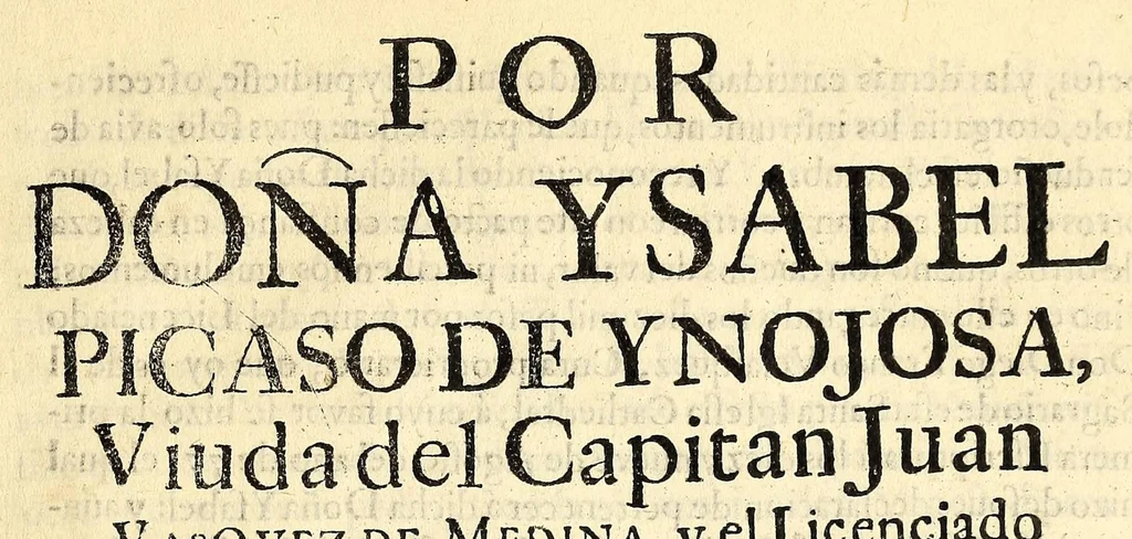 An illustration from Por doña Ysabel Picaso de Ynojosa, viuda del capitan Juan Vasquez de Medina, y el licenciado D. Uentura de Medina Picasso su hijo. : En el pleyto, que contra la susodicha movió el Capitan D. Theovaldo de Gorraez Vaumont, y Navarra, por si, y en nombre de el Mariscal de Castilla don Carlos Antonio de Luna, y Arellano, en cuya vida corre el officio de Guarda-mayor de la Real Casa de la Moneda de este reyno. Sobre, que se debe estar al contrato, y declaracion hecha por dicho mariscal de pertenecer todo el valor, y emolumentos de dicho officio, â dicho licenciado, y que se debe poner perpetuo silencio à las pretenciones de dicho mariscal, 1690, leaf 7